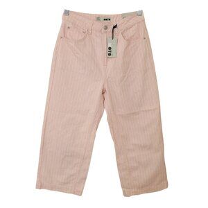 Topshop Moto Pink Pinstripe Cropped Jeans Womens W28 L30 NWT